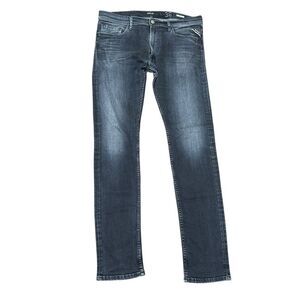 Replay Jeans Men's W36‎ L33 JONDRILL Slim Stretch Black Denim Zip Fly